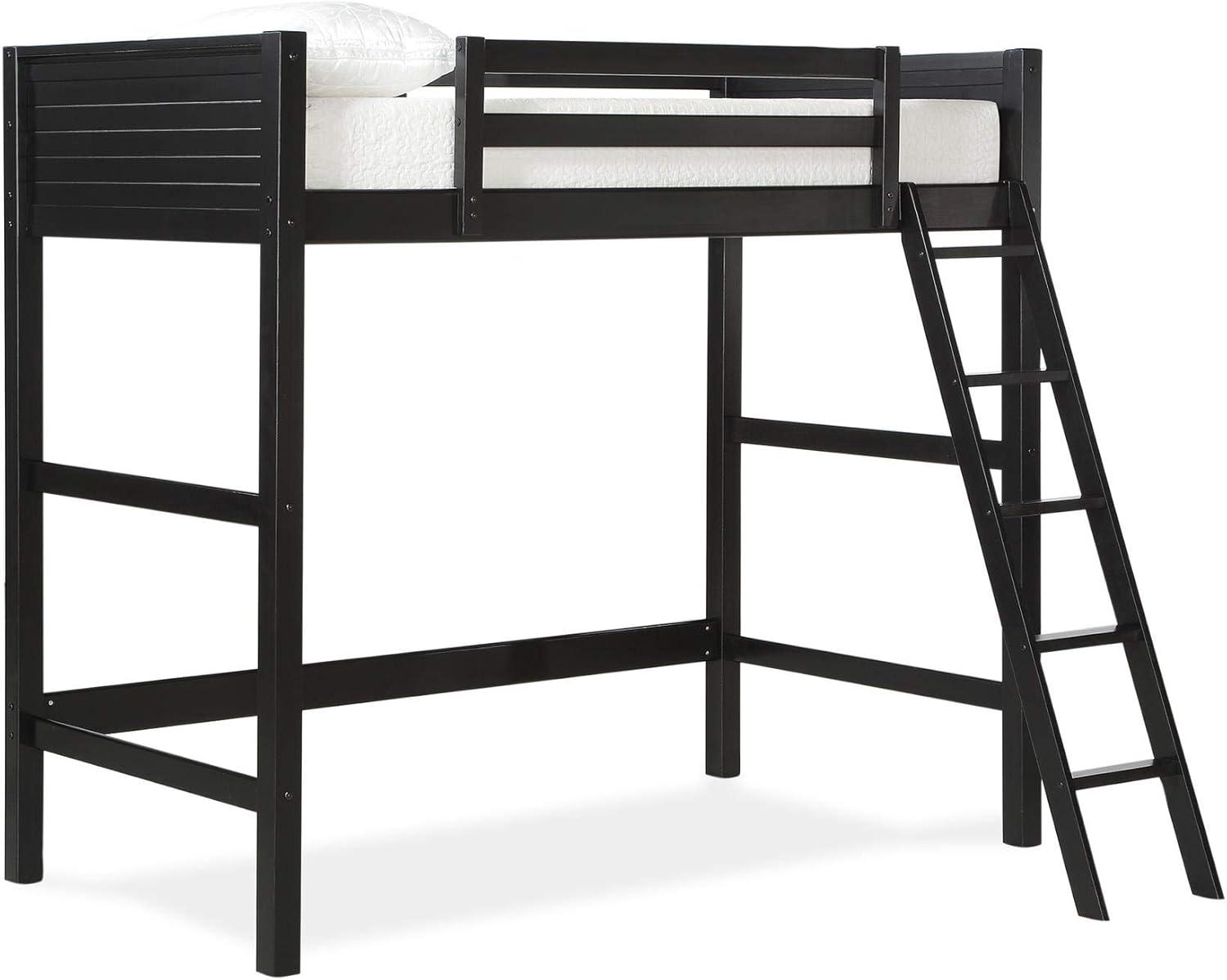 Black Pine Twin Loft Bed with Ladder and Guardrails