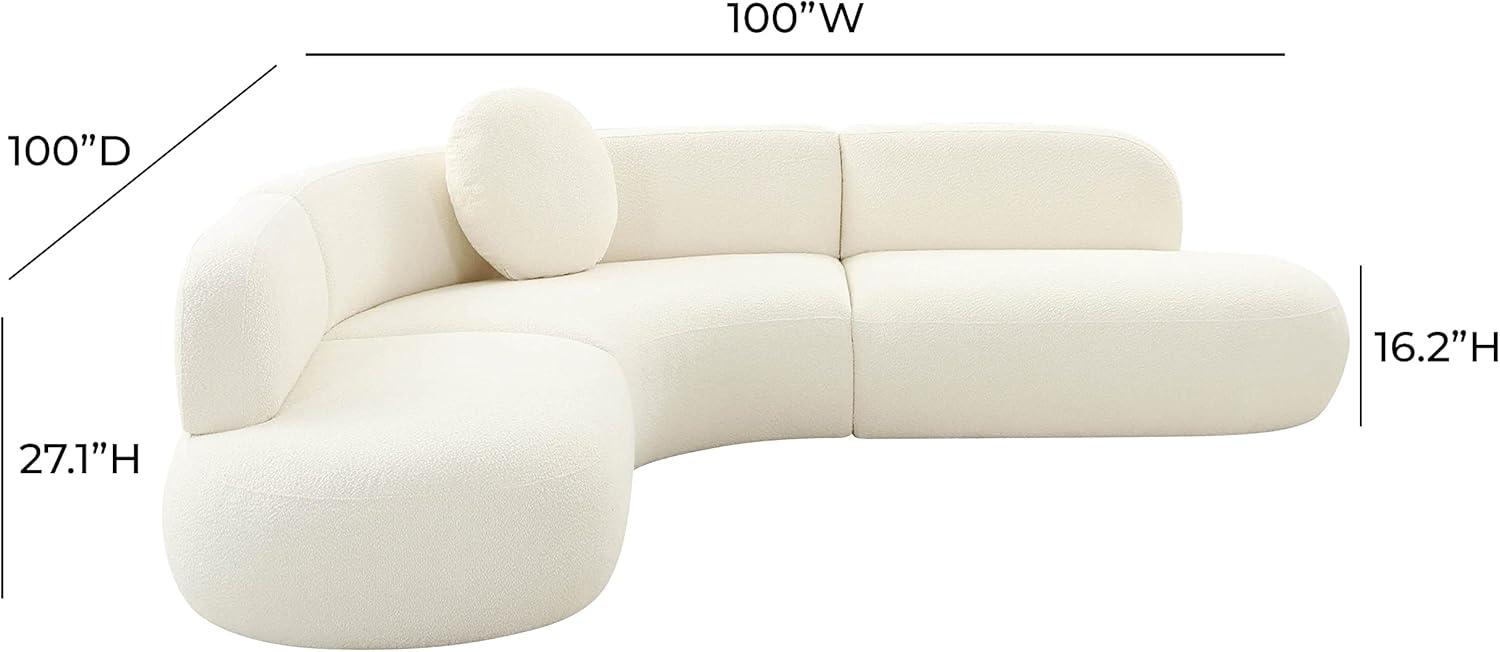 Cream Herringbone Four Piece Sectional with Ottoman