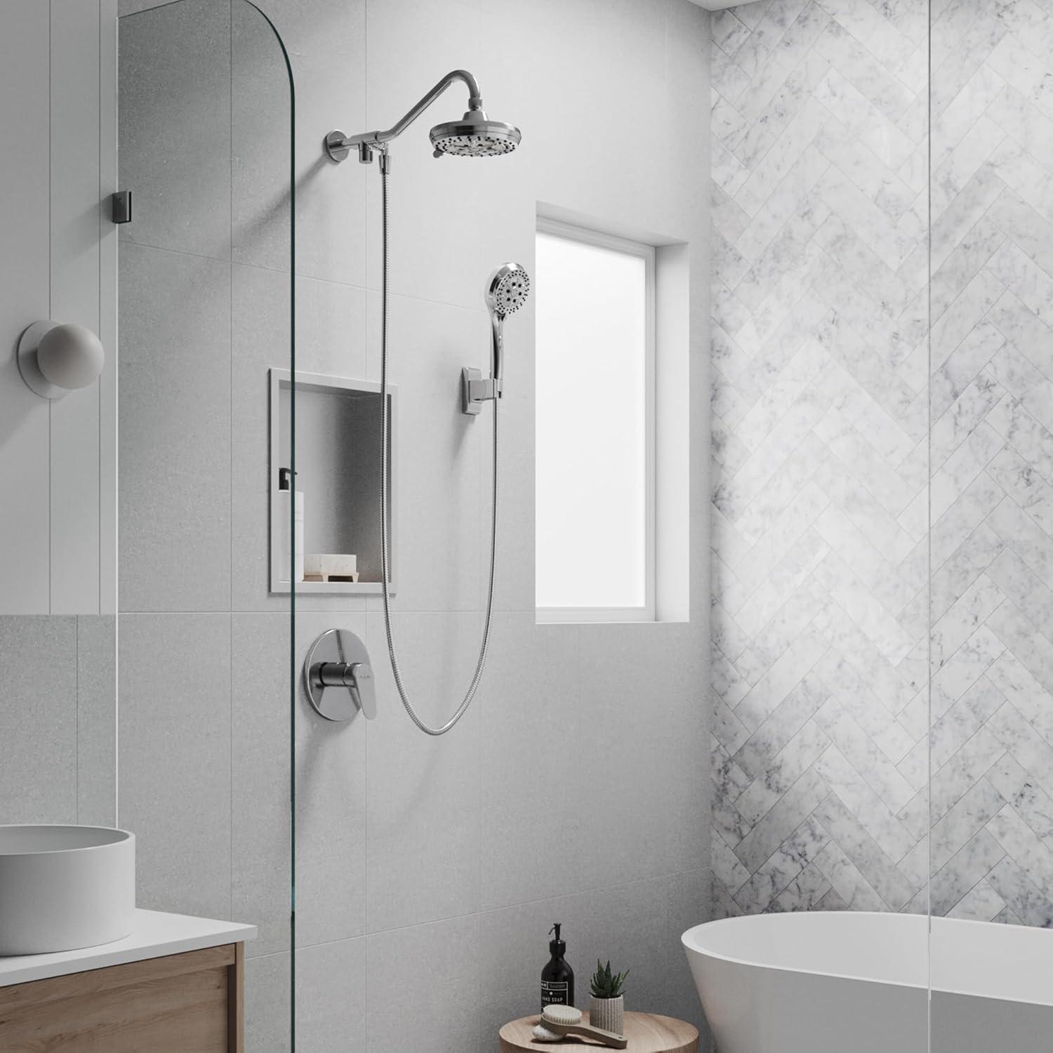 Chrome Dual Shower Head and Handheld Shower System