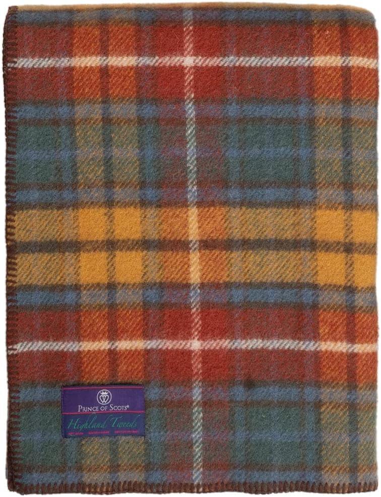 Extra-Large Antique Dress Stewart Wool Tartan Throw Blanket