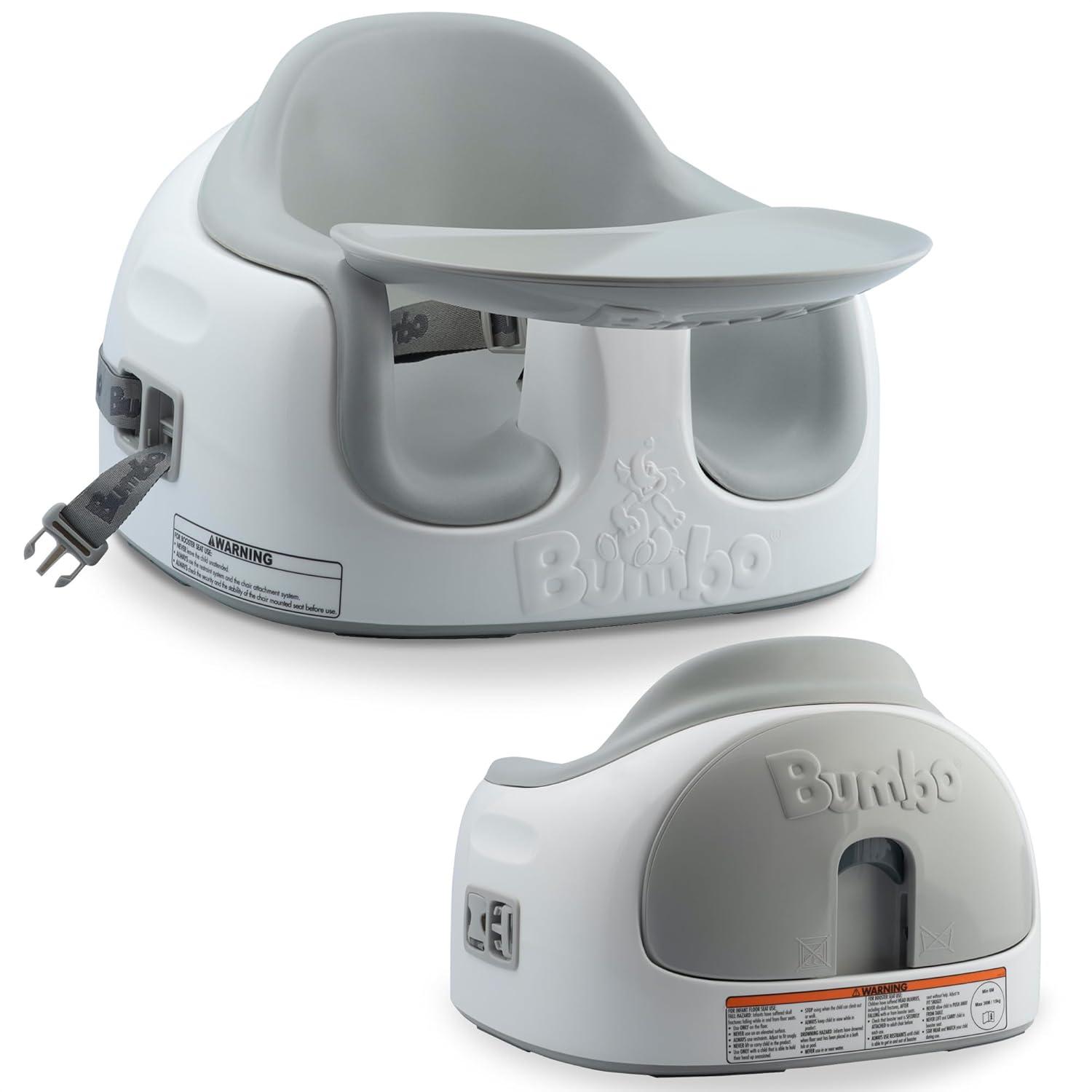 Bumbo Baby Infant Toddler Soft Foam Multi Seat with Removable Tray and Safety Buckle Straps for Kids' 6-36m - Cool Gray