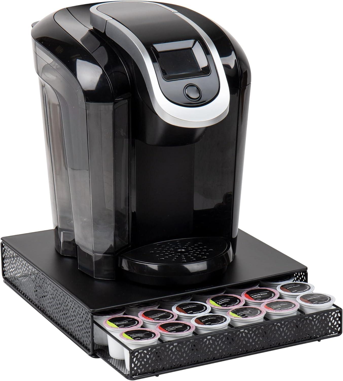 Mind Reader Single-Serve Coffee Pod Drawer 36 Pod Capacity Countertop Organizer: Coffee Maker Accessories, Black