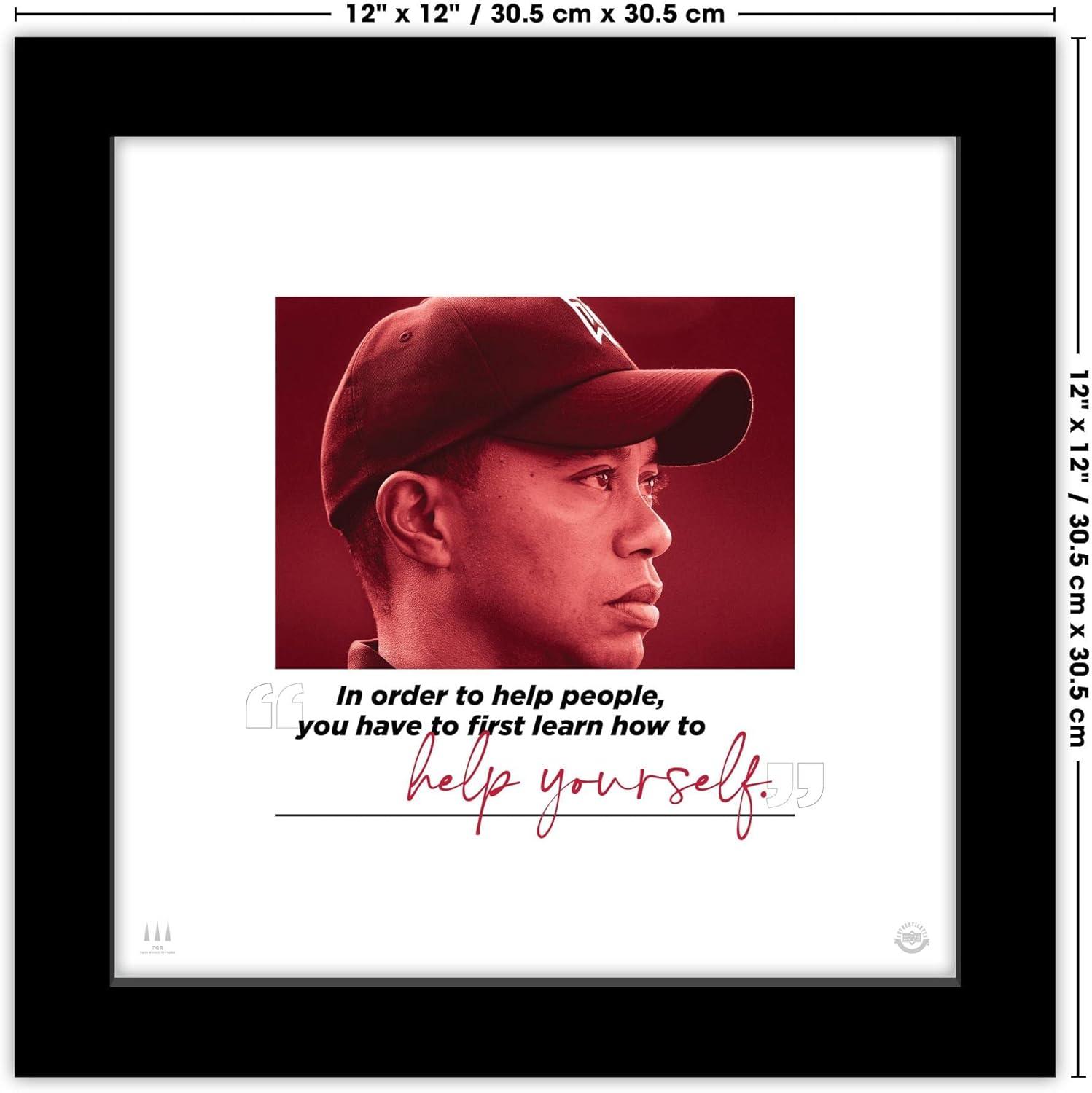 Gallery Pops Tiger Woods - Quote Help Yourself Wall Art, Black Framed Version, 12" x 12"