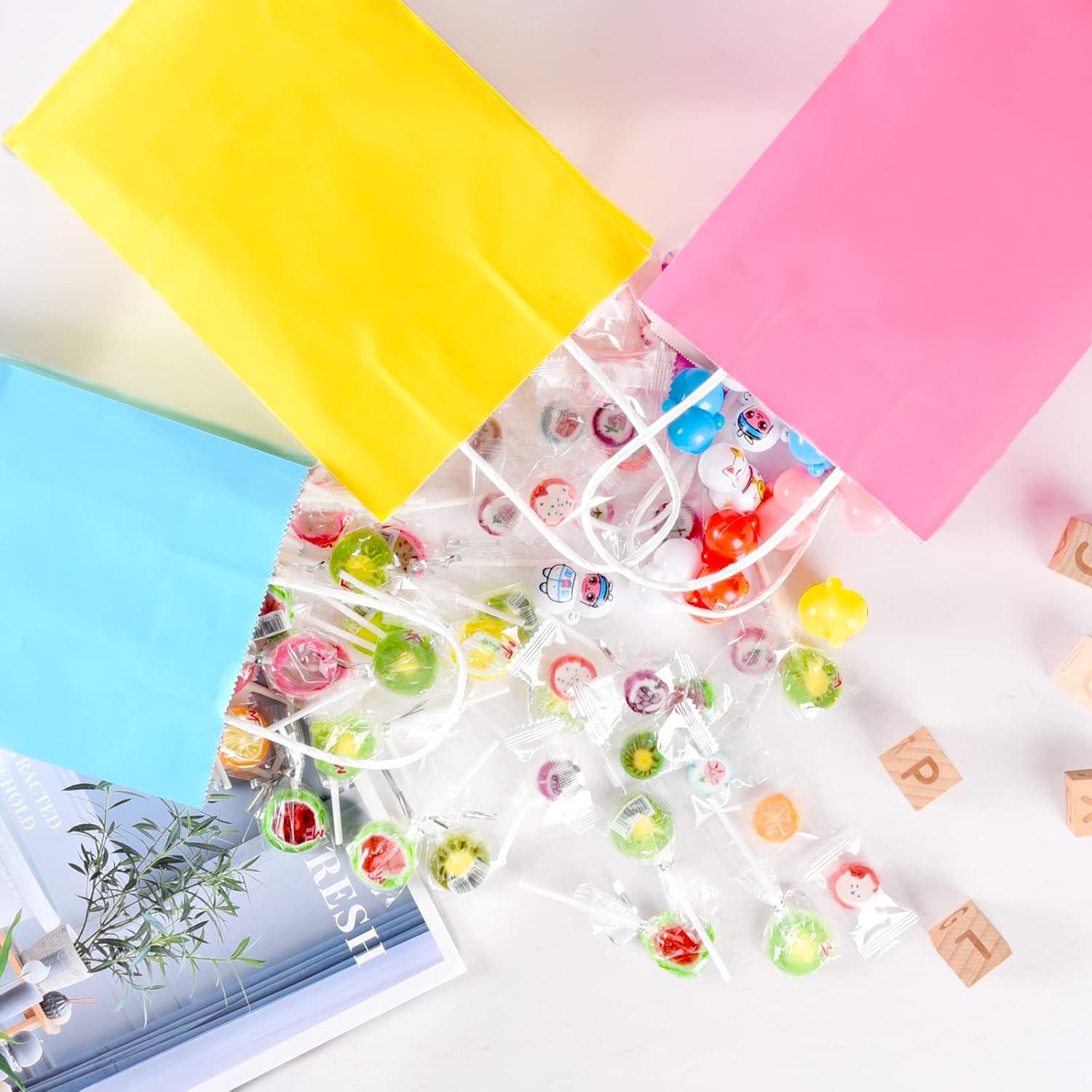BagDream 24 Pack Rainbow Gift Bags with Handles, 6 Colors Small Party Favor Bag Goodie Bags for Kids Birthday, Party Favors, Birthdays & Celebrations, 5.25x3.75x8"