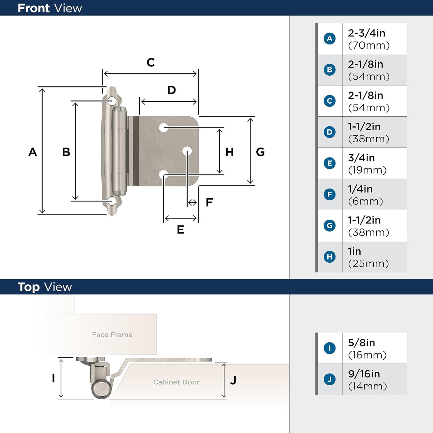 30° Reverse Bevel Overlay Hinge