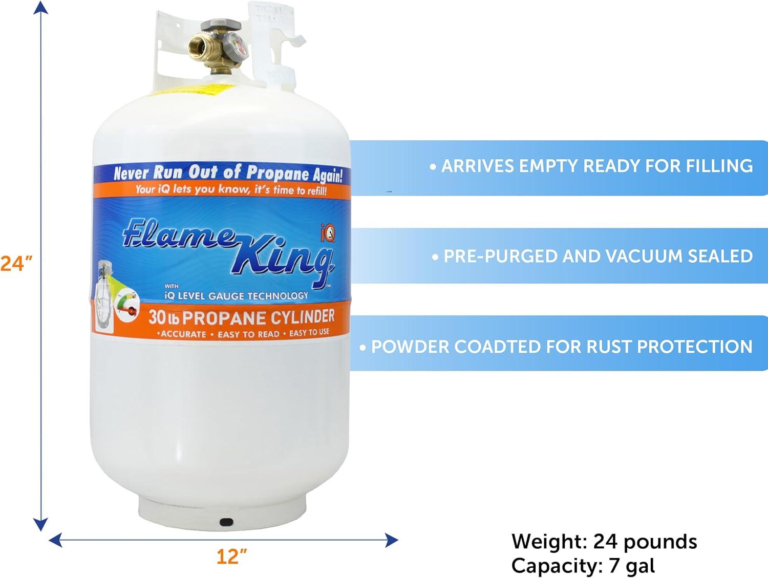 Flame King Flame King 30LB Empty Steel Propane Tank LP Cylinder, OPD Valve & Built-in Gauge for Grills & BBQs