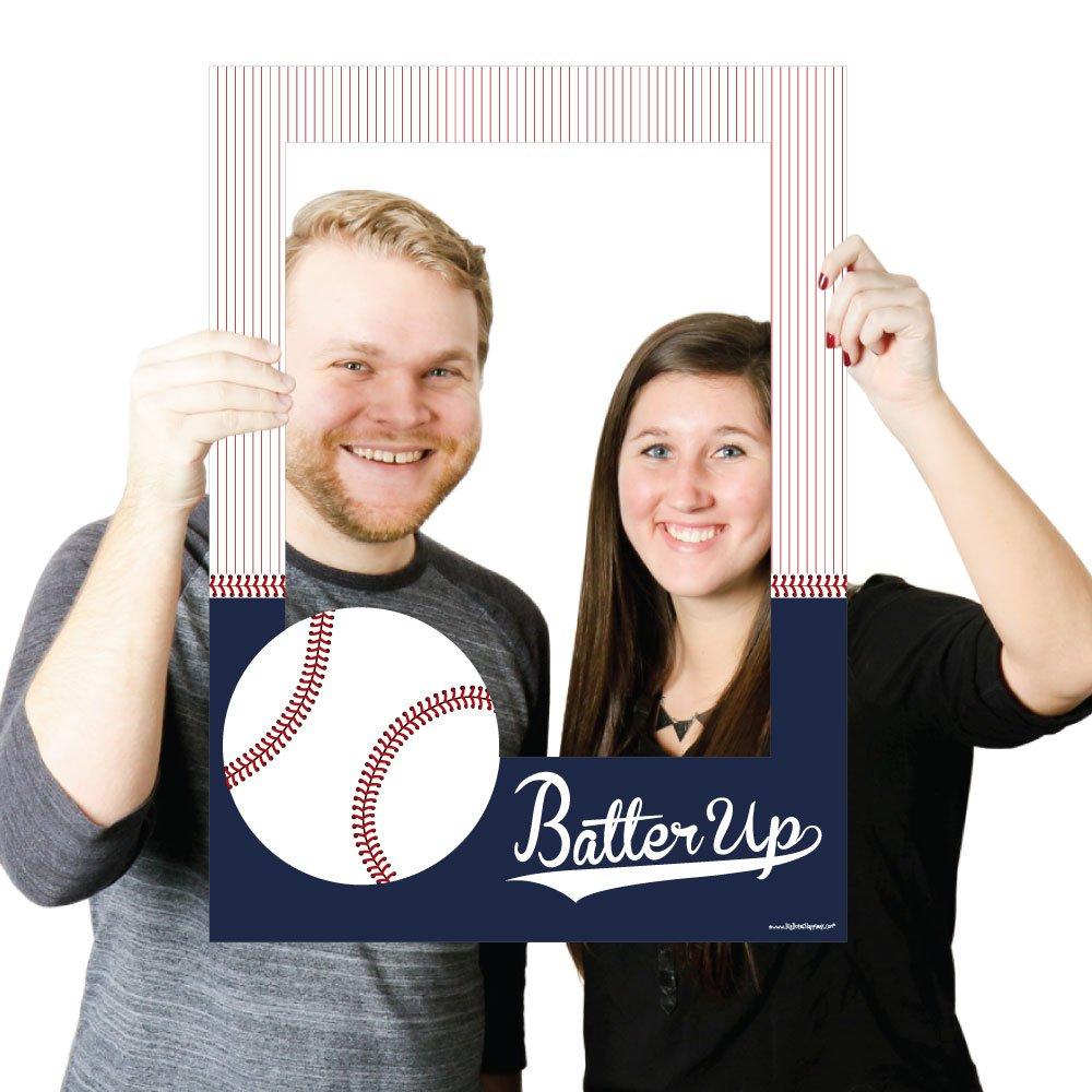 Big Dot of Happiness Batter Up - Baseball - Birthday Party or Baby Shower Selfie Photo Booth Picture Frame & Props - Printed on Sturdy Material