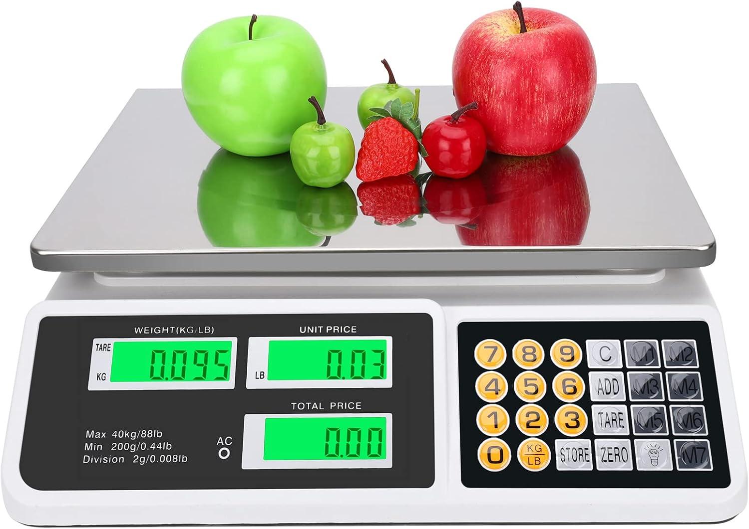 88lb Digital Commercial Price Computing Scale with Dual LCD Display