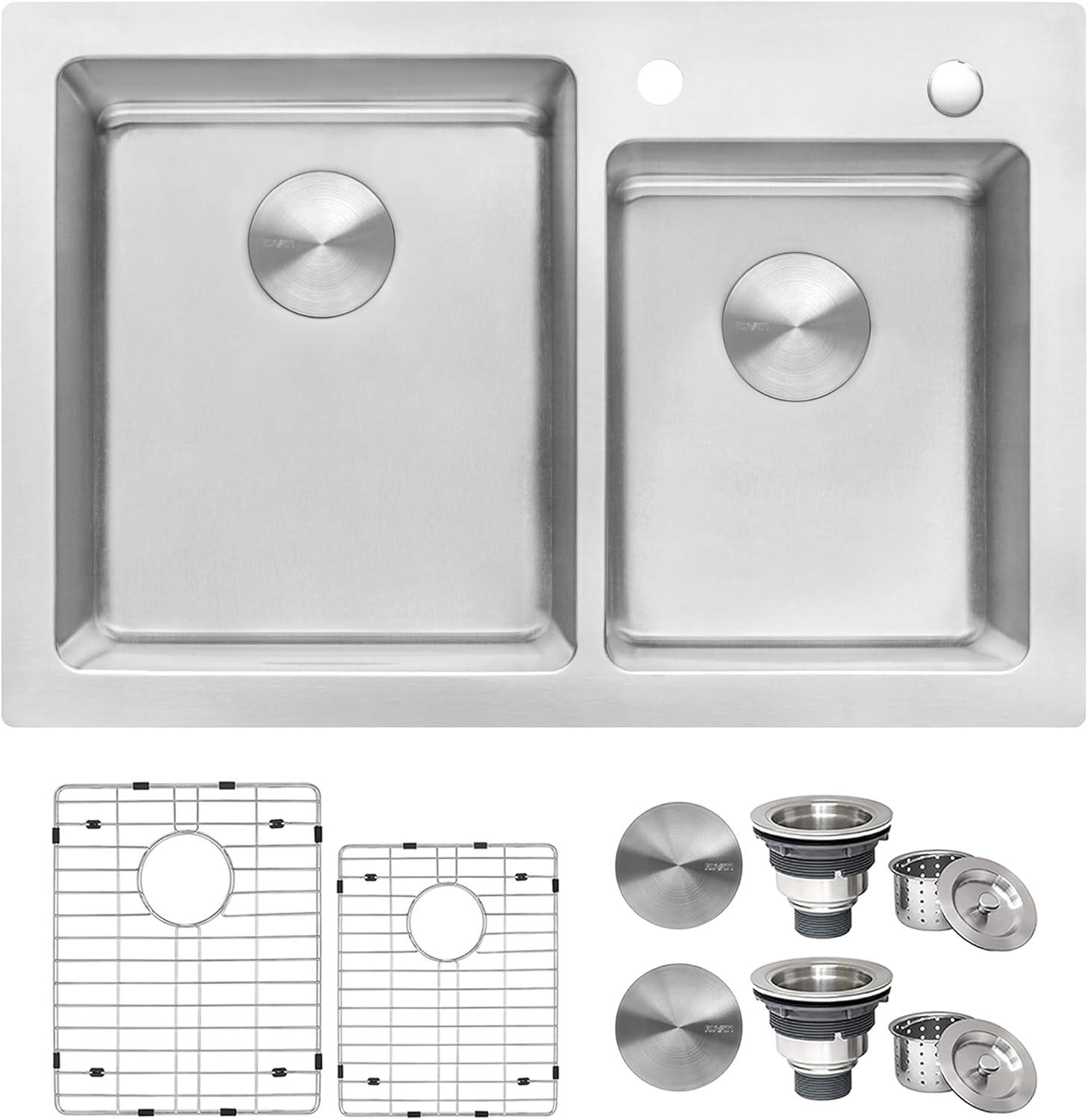 Ruvati 36" Stainless Steel Double Bowl Drop-In Kitchen Sink