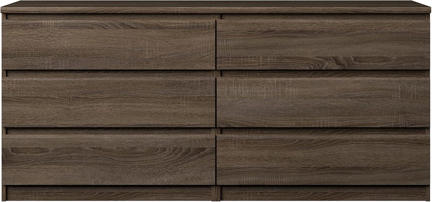 Wood Scottsdale 6 Drawer Double Dresser in Truffle Brown-Tvilum