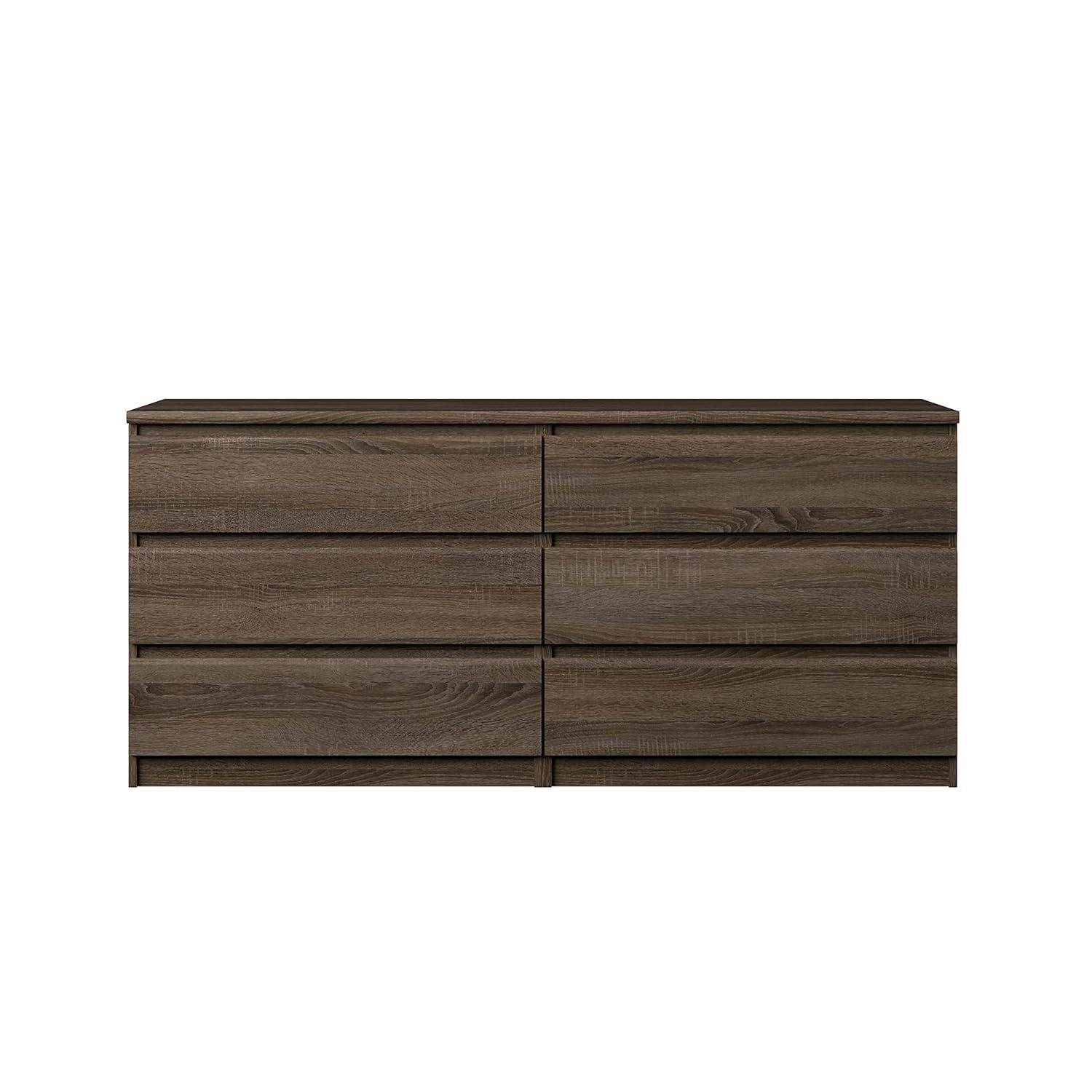 Wood Scottsdale 6 Drawer Double Dresser in Truffle Brown-Tvilum