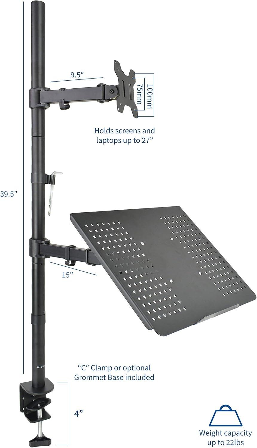 VIVO Laptop & Monitor Mount Extra Tall Adjustable Stand fits 1 Screen up to 32"