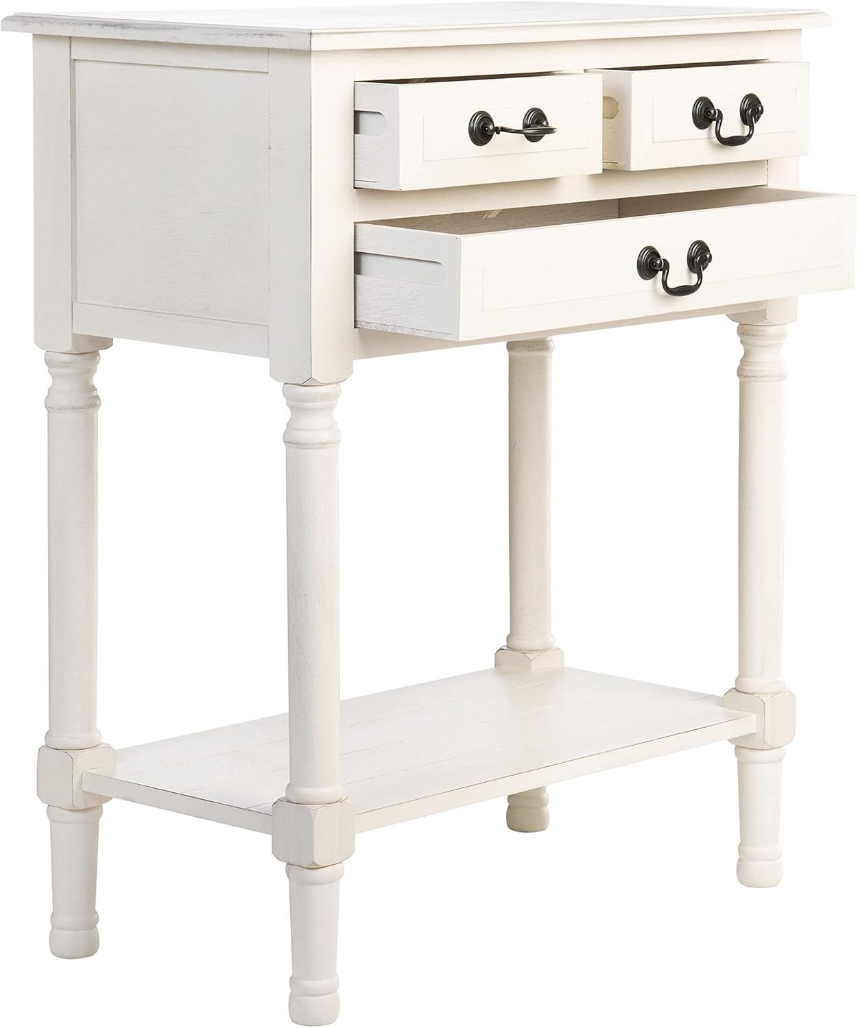 Primrose Distressed White Metal & Wood Console Table with Storage