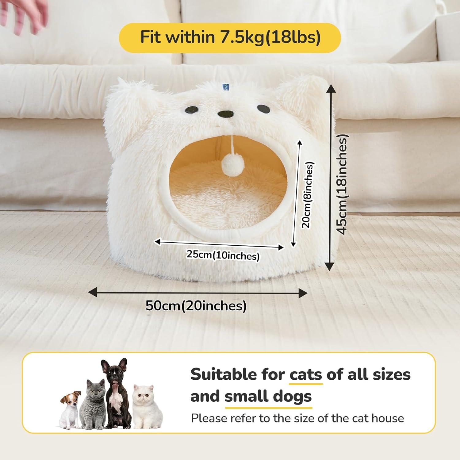 Cat Bed for Indoor Cats Washable Cute Warm Cat Cave