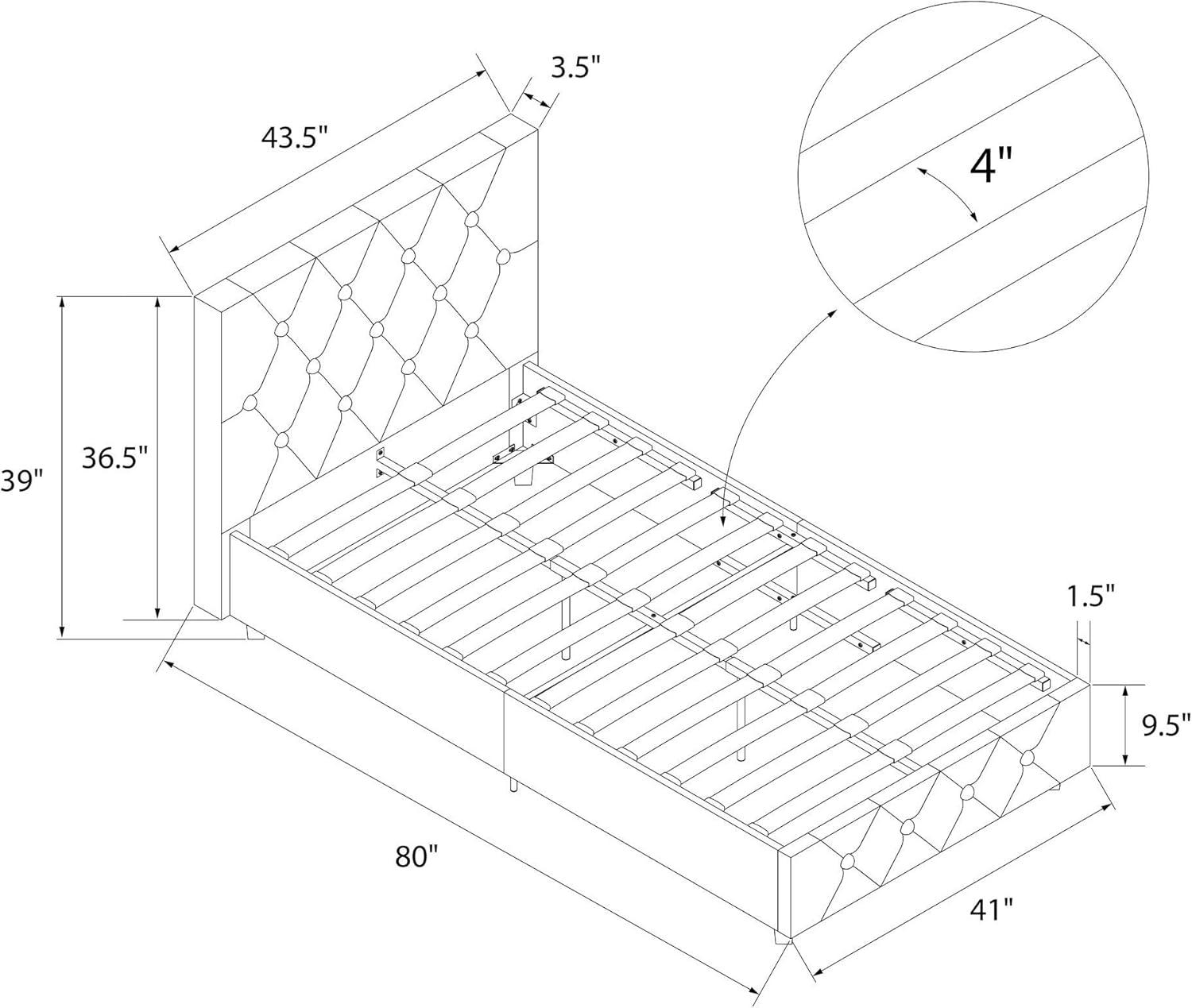 DHP Dakota Upholstered Platform Bed, Twin, White