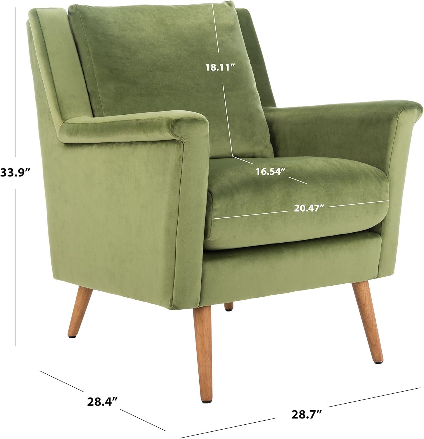 SAFAVIEH Astrid Mid-Century Modern Arm Chair, Olive Velvet