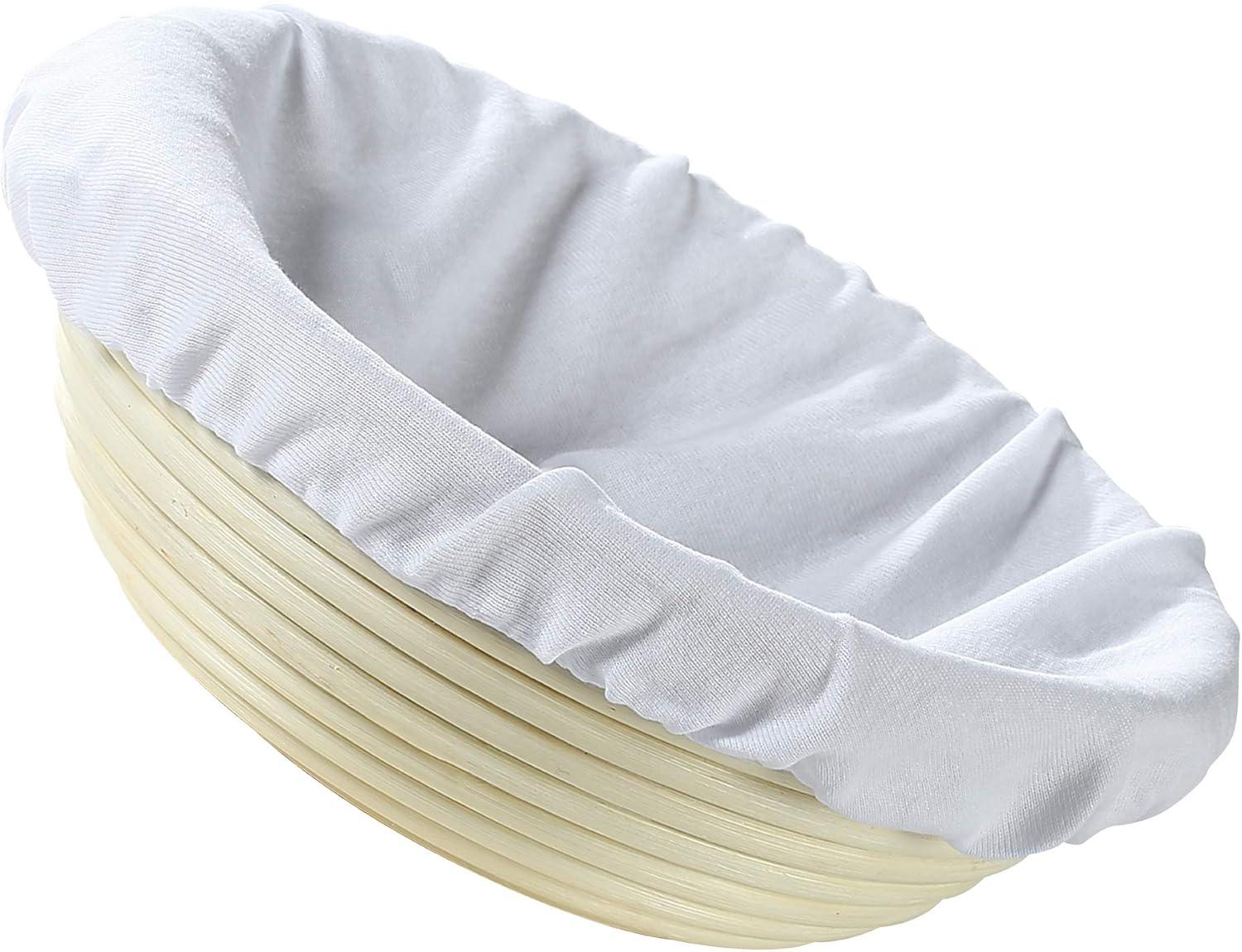 Natural Cane Bread Rising Basket with Cotton Liner, 8.5-Inch