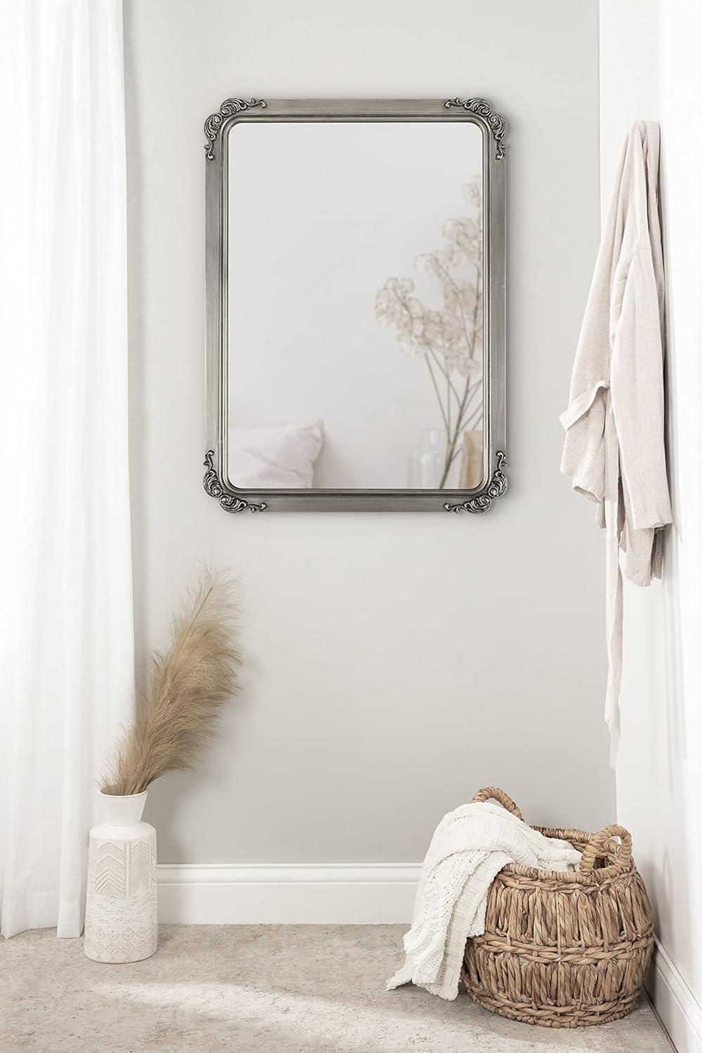 Kate and Laurel Ivette MDF Rectangle Mirror, 25x35, Silver