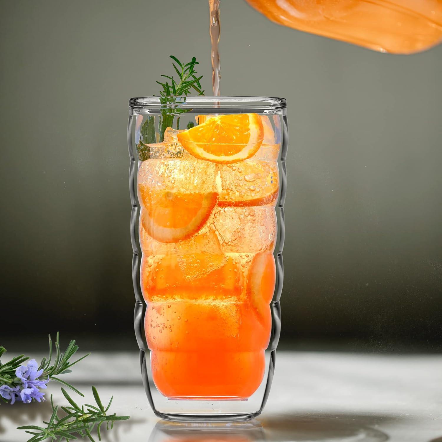 Amazing Abby - Arctic - 24-Ounce Insulated Plastic Tumblers (Set of 4), Double-Wall Plastic Drinking Glasses, Mixed-Color Reusable Plastic Cups, BPA-Free, Shatter-Proof, Dishwasher-Safe