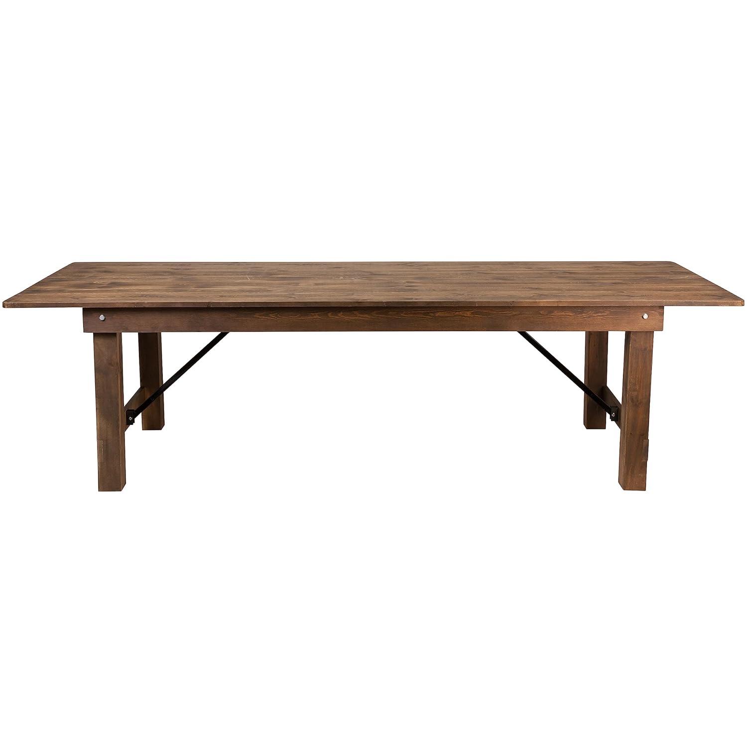 Flash Furniture Hercules Series 9' x 40" Rectangular Rustic Solid Pine Folding Dining Table