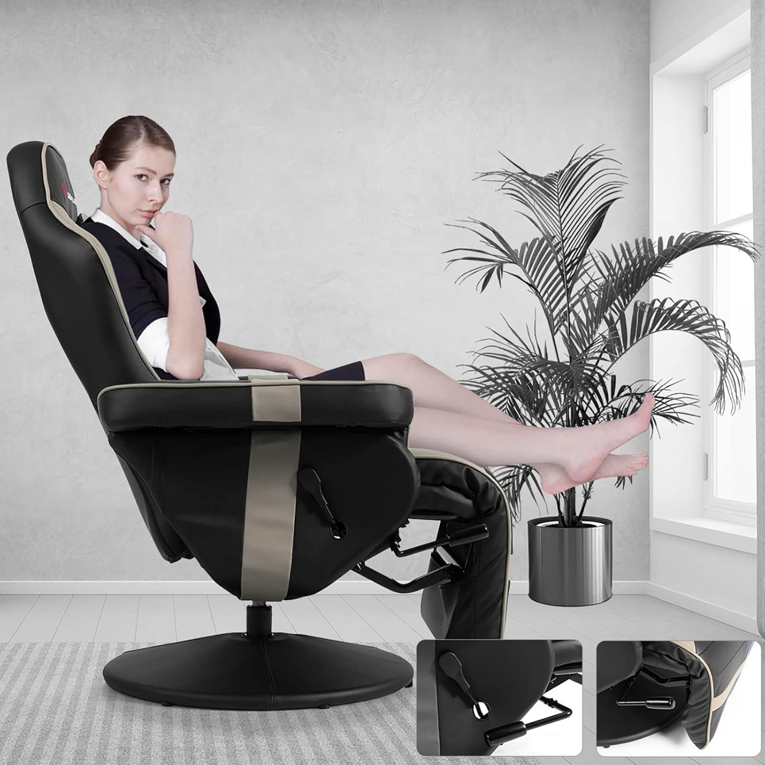 Costway Massage Gaming Recliner Reclining Racing Chair Swivel Gray