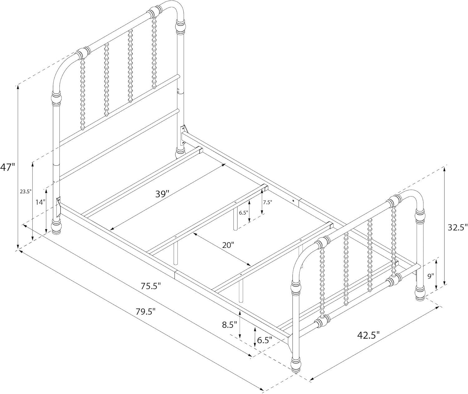 DHP Jenny Lind Metal Bed, White, Twin