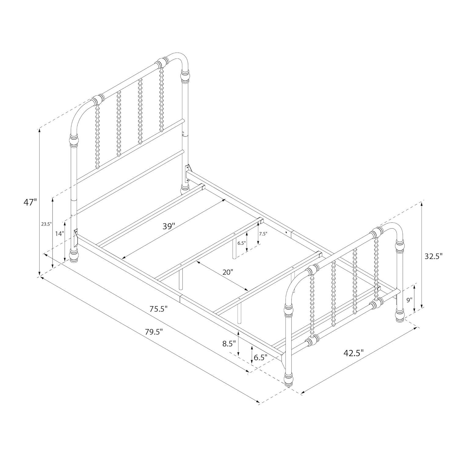 DHP Jenny Lind Metal Bed, White, Twin