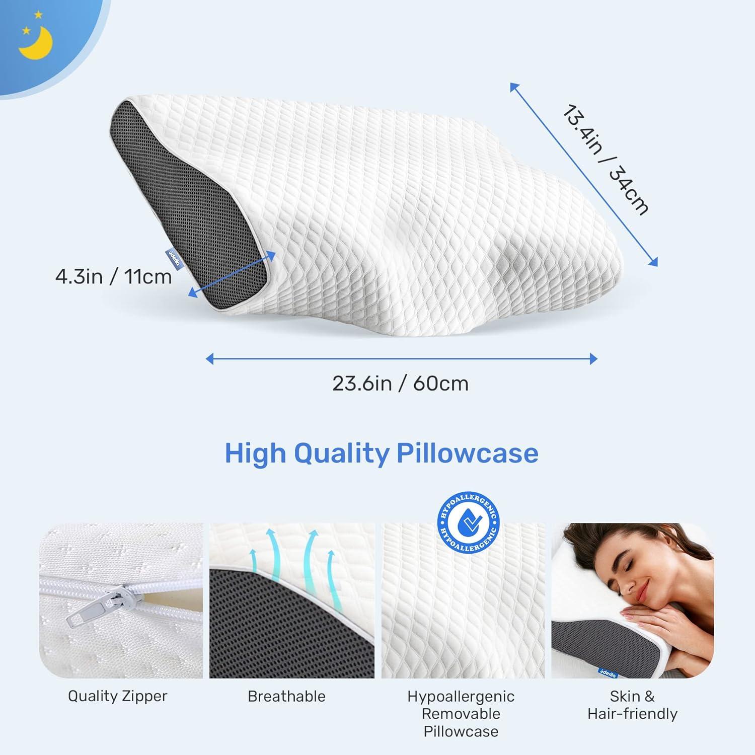 Derila® | Cervical Memory Foam Pillow (King Size|White )| Neck,Shoulder Pain Relief | Improves Sleep