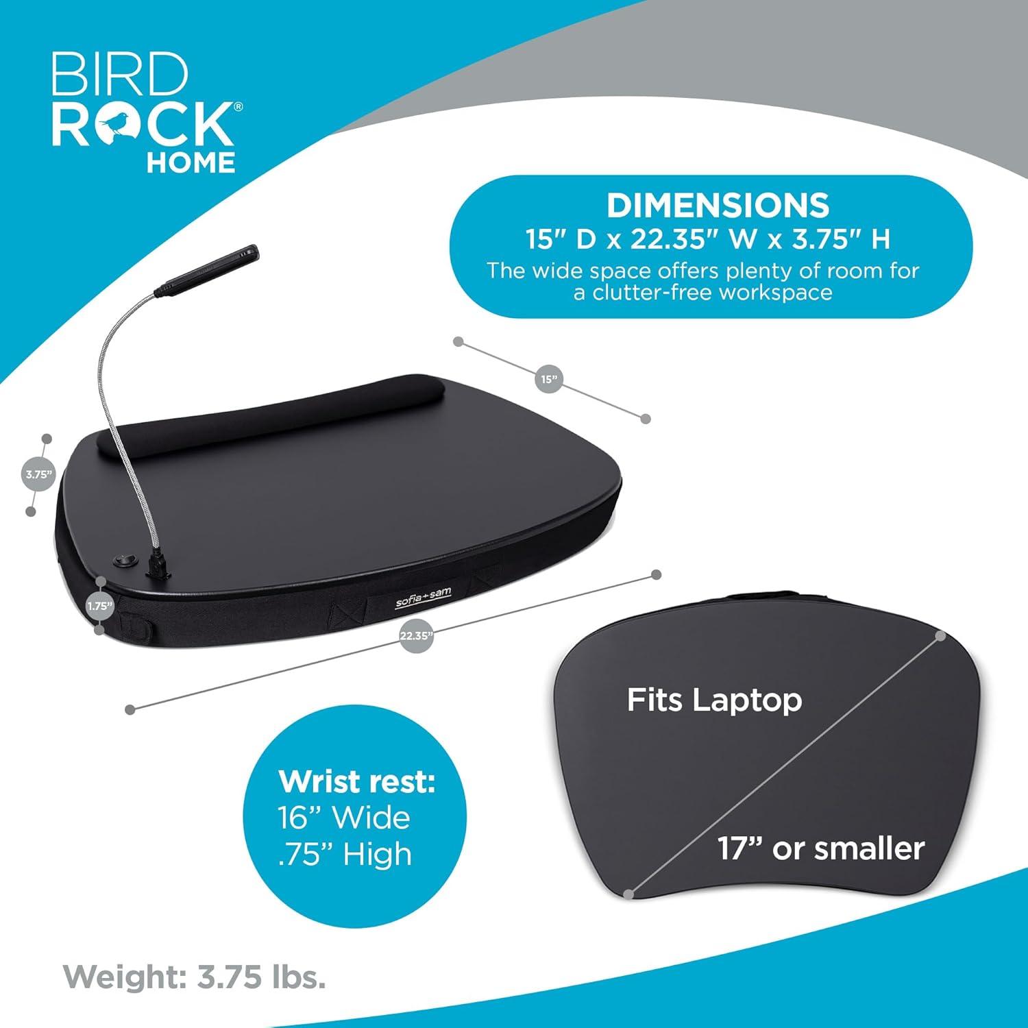 Sofia + Sam Oversized Memory Foam Lap Desk with USB Light - - Fits Laptops Up to 17 Inches - Matte Black