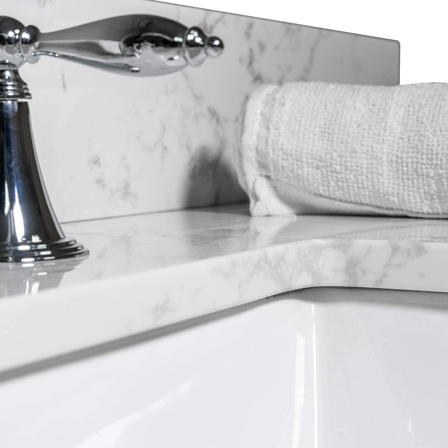 43-Inch White Engineered Marble Vanity Top with Ceramic Sink