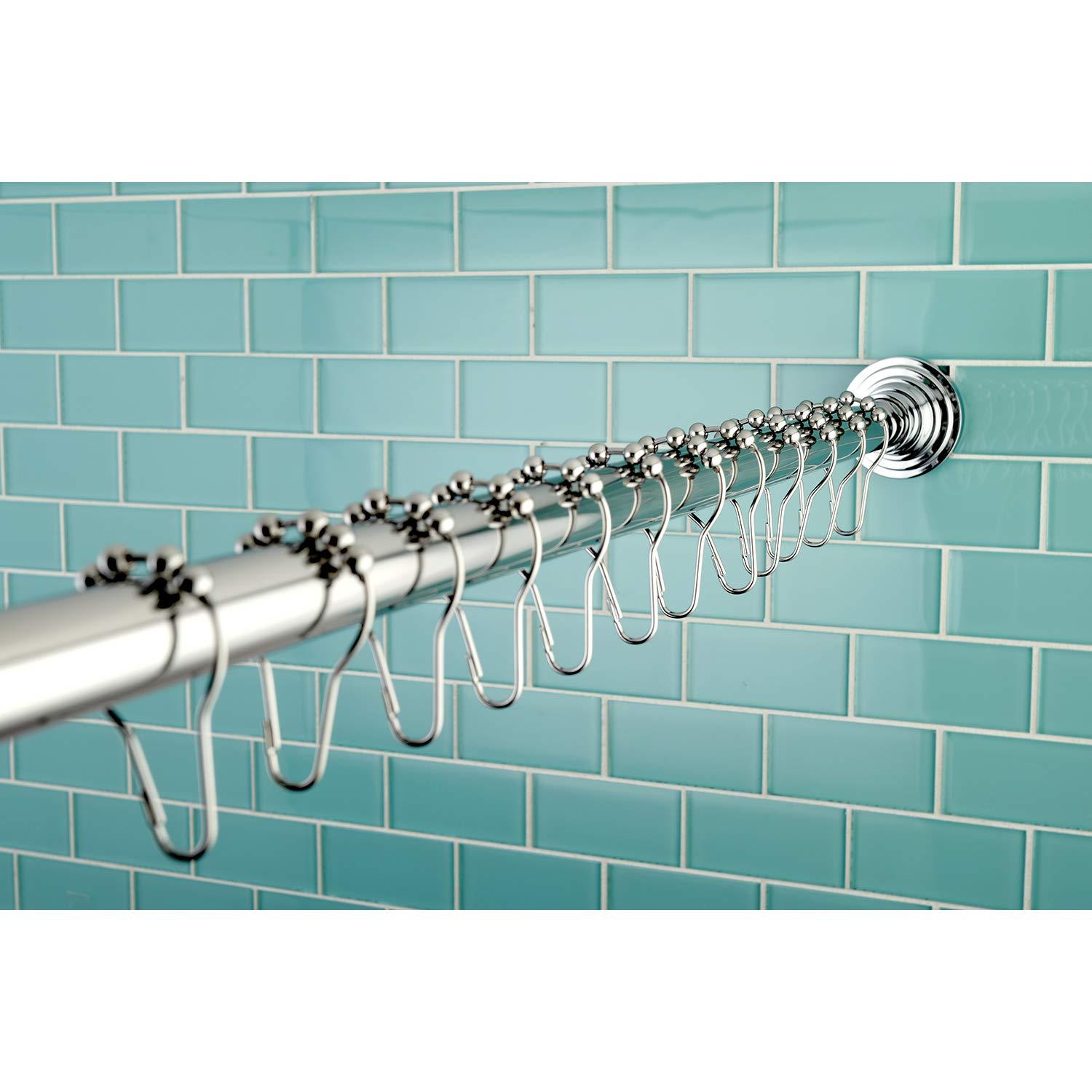Kingston Brass Edenscape 60-Inch to 72-Inch Adjustable Shower Curtain Rod with Rings Combo