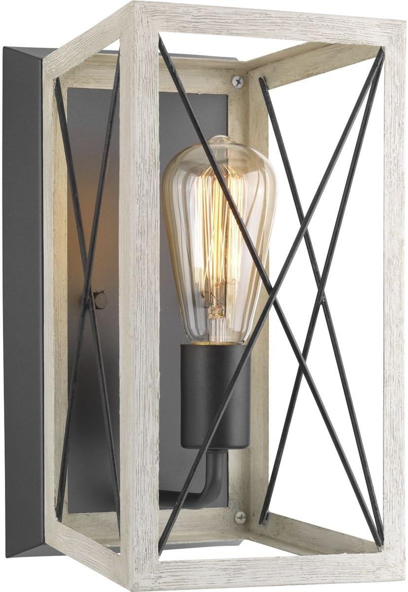Progress Lighting, Briarwood, 1-Light Wall Sconce, Graphite, Faux Wood, Collection: Briarwood 1-Light Wall Sconce