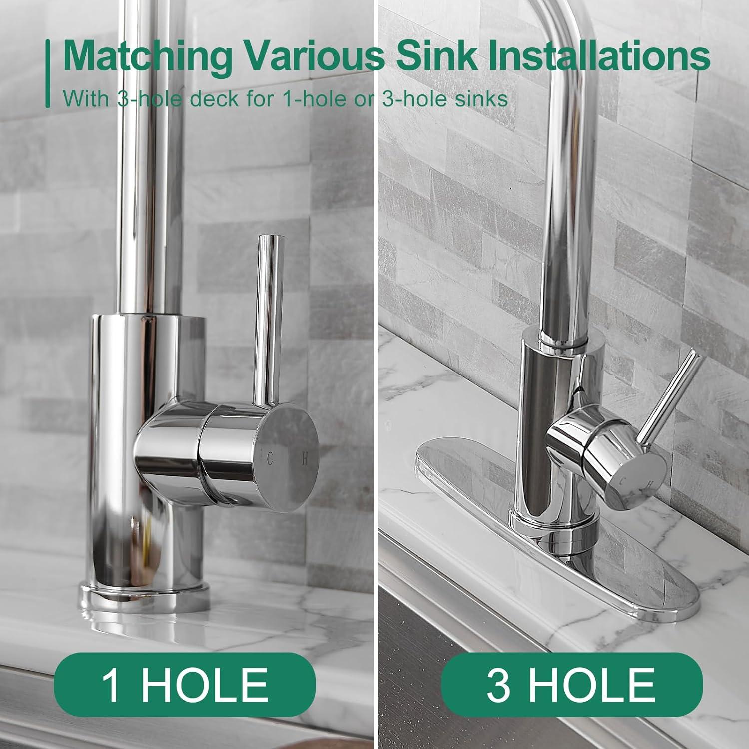 GAGALIFE Single Handle Pull Down Sprayer Kitchen Faucet High Arc Stainless Steel Faucet with 3-Function Sprayer JJL-CL-PT-SDP-C