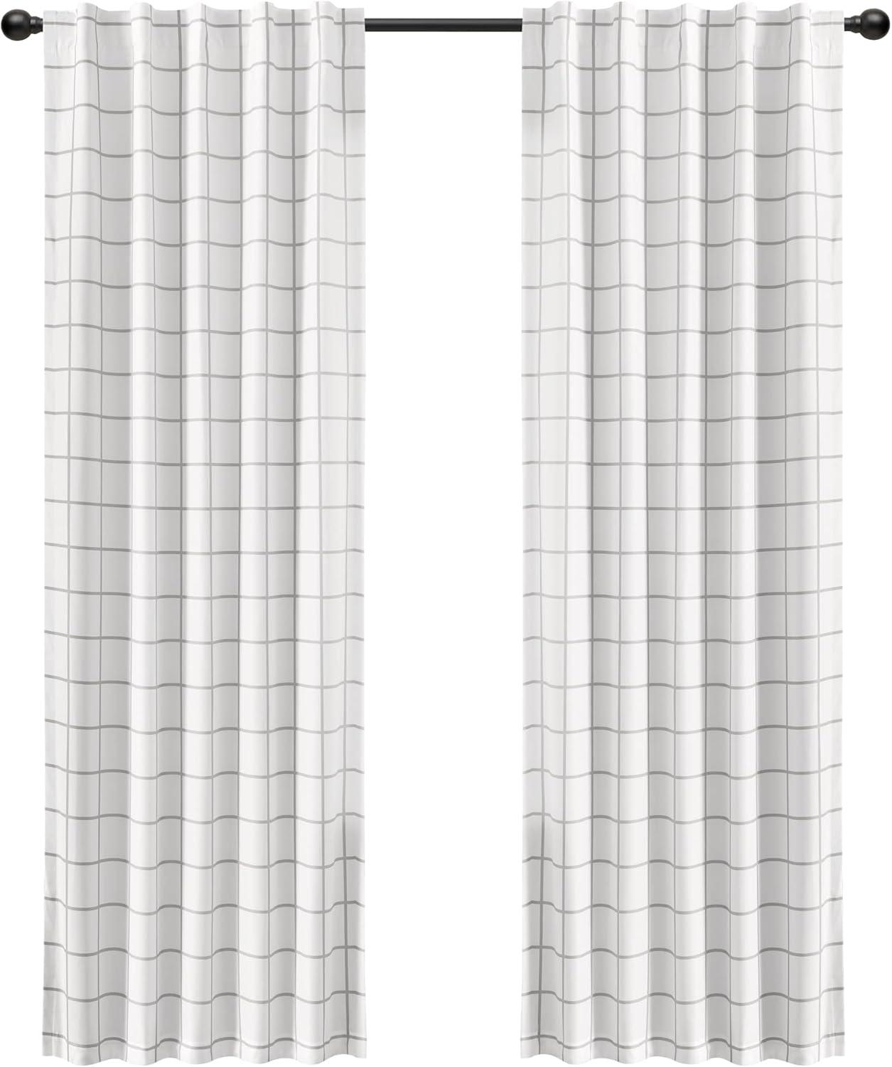 Urban Square Grid Polyester Blackout Curtain Pair (Set of 2)