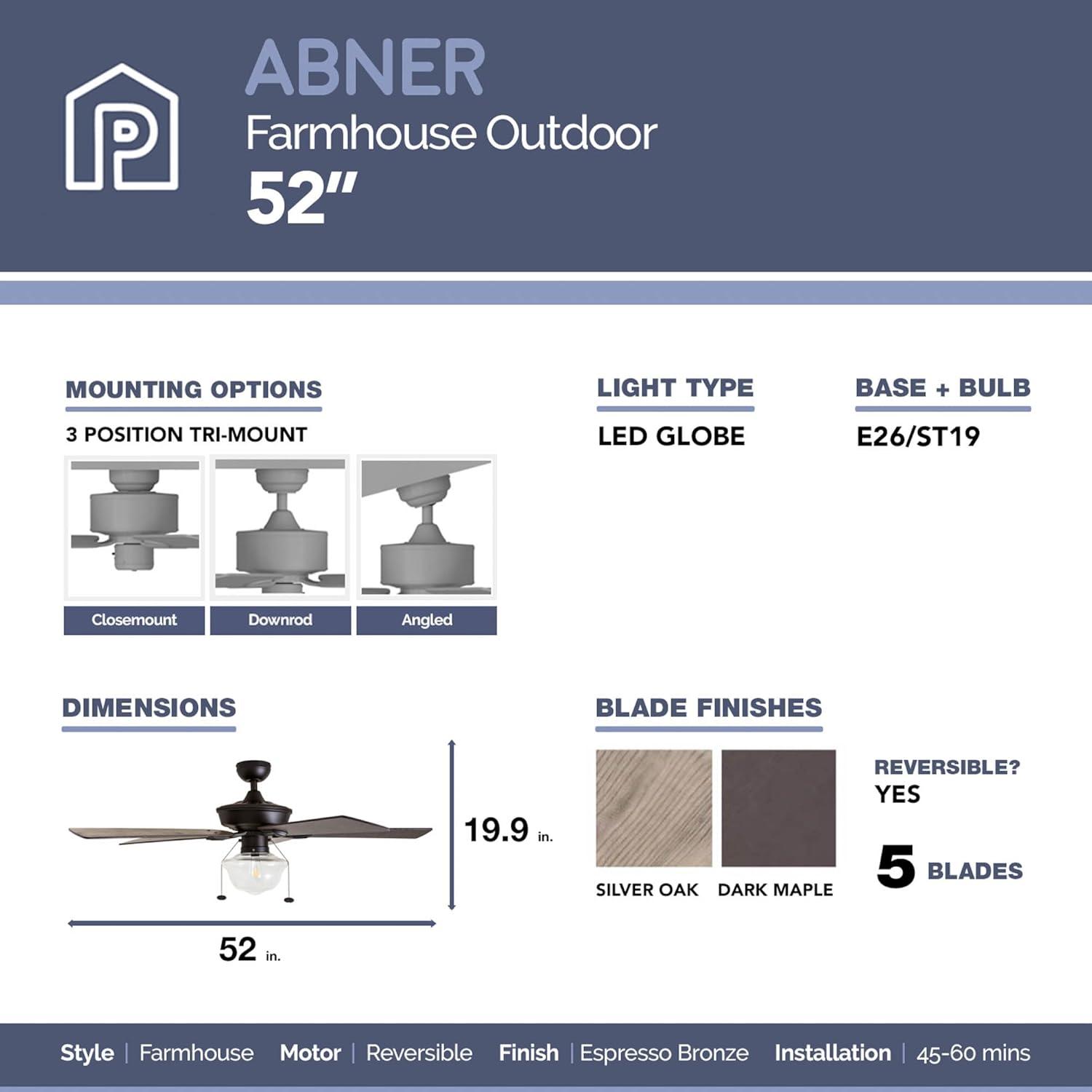 Prominence Home 52" Abner Indoor/Outdoor Bronze Ceiling Fan