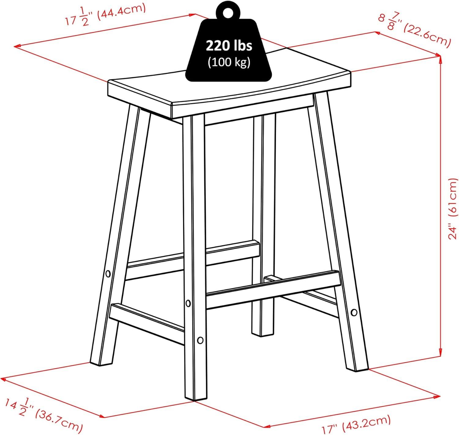 Natural Beech Wood 24" Backless Saddle Style Counter Stool