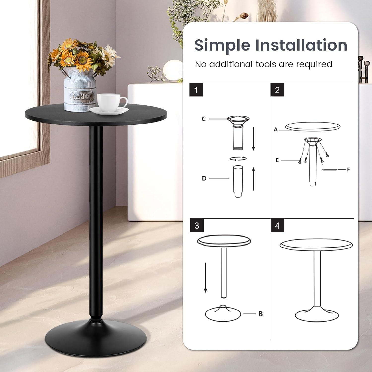 Pub Bar Table 24-Inch Round Top 40-Inch Height Modern Style Standing Circular Cocktail Table Suitable for Living Room,Restaurant Bistro Table (1)