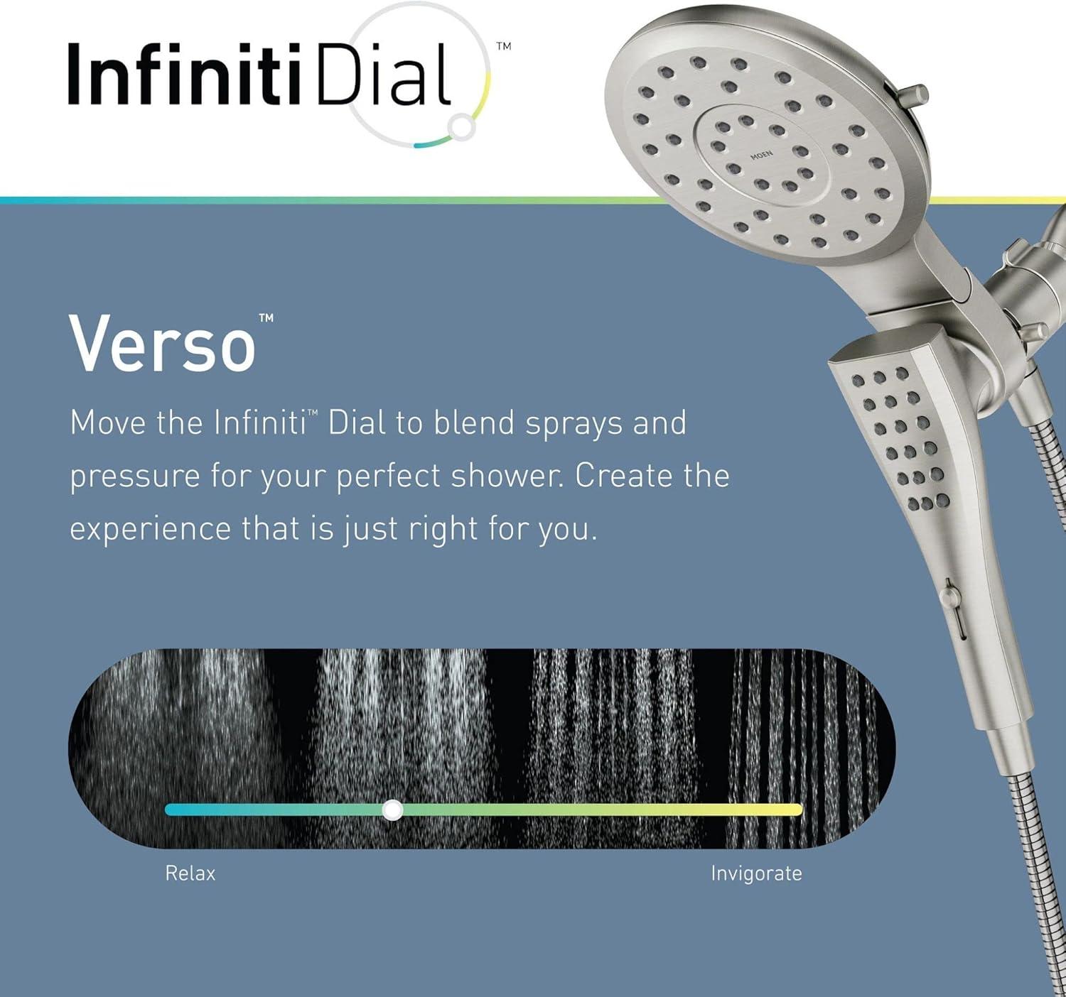 Verso 1.75 GPM Rainshower/Handshower Combination with Infiniti Dial and Magnetix Docking