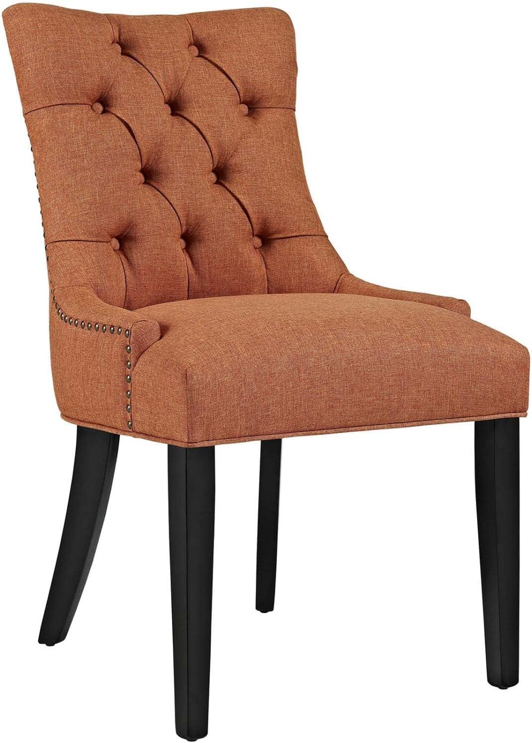 Regal Orange Tufted Upholstered Side Chair with Nailhead Trim