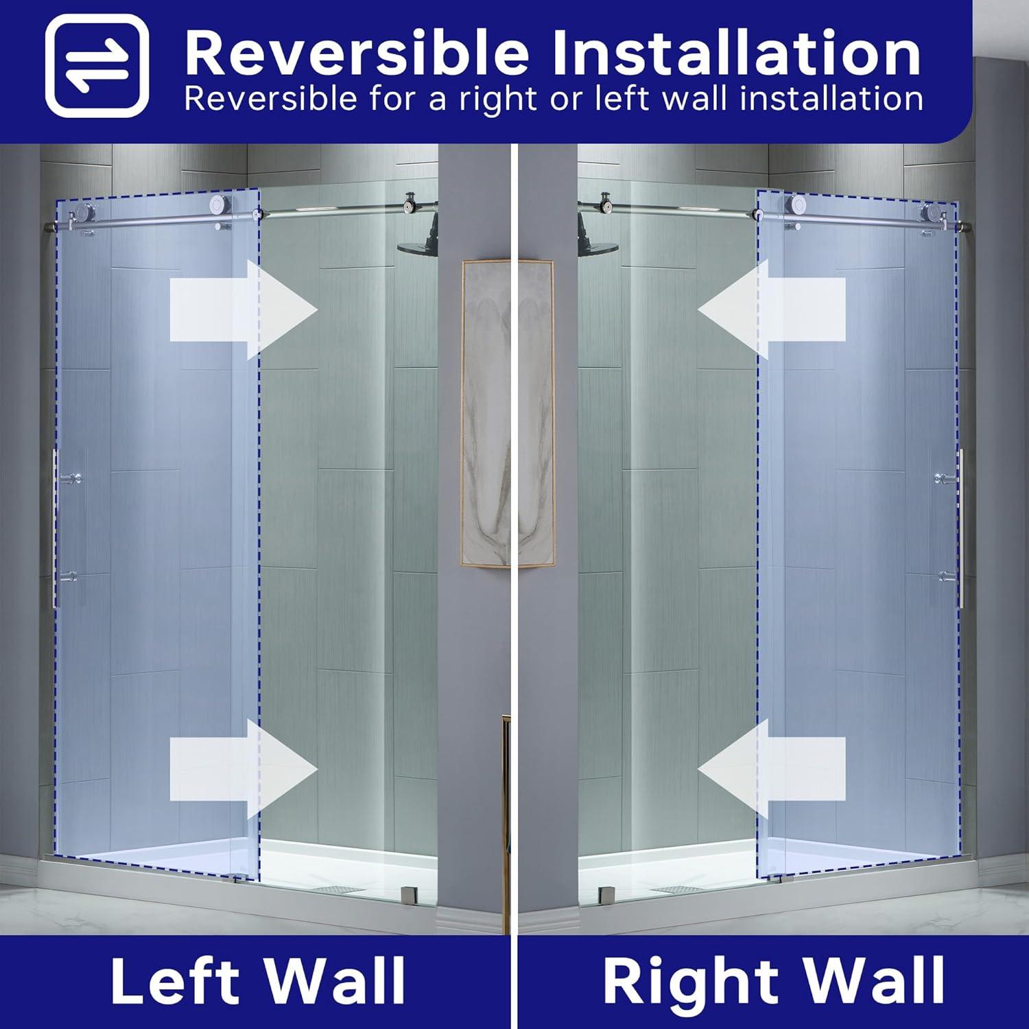 WoodBridge Frameless Single Sliding Shower Door with Soft Close System, 57.5-60" Width x 80"Height with 5/16"(8mm) Clear Tempered Glass & Reviews | Wayfair