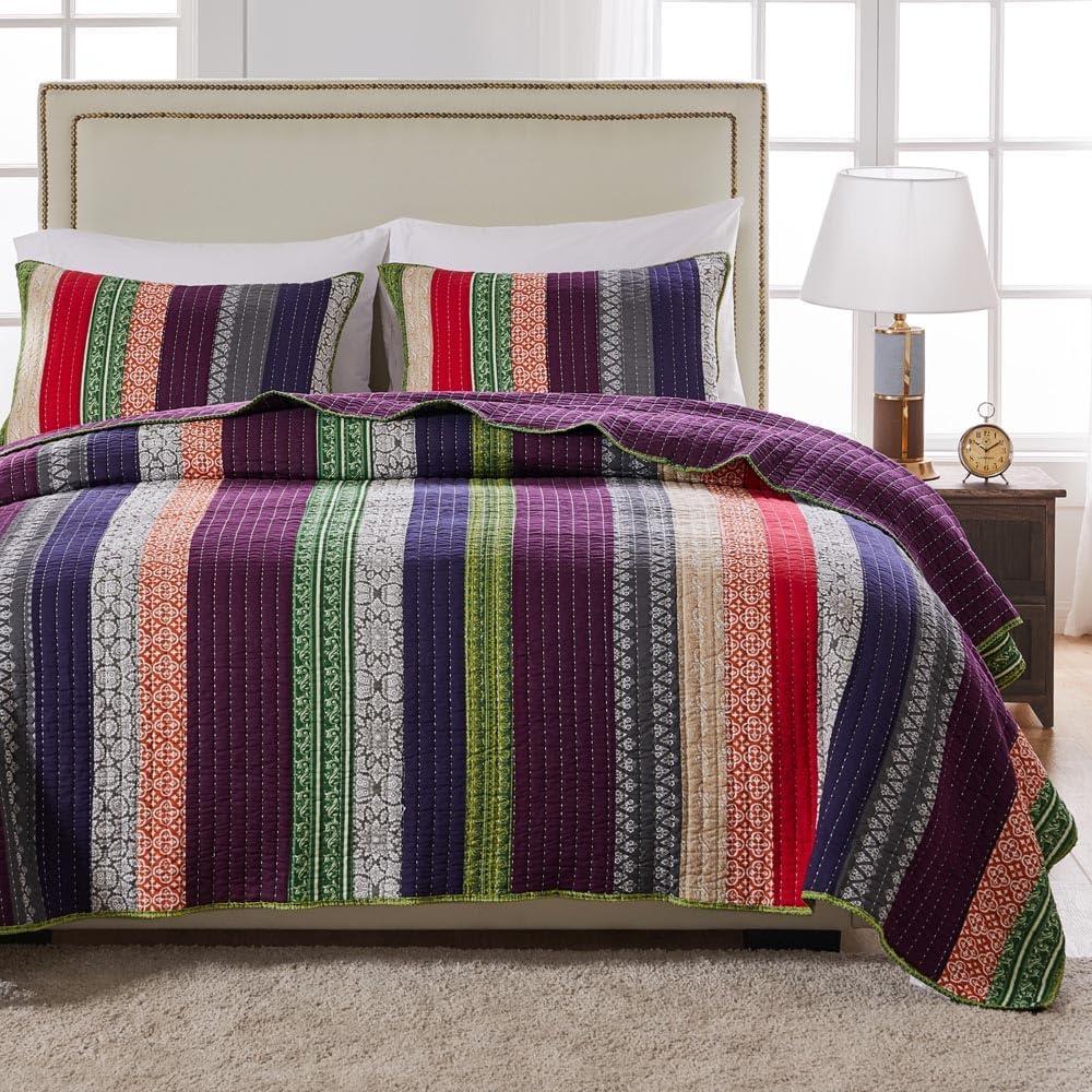 Greenland Home Fashions Marley Boho Patchwork Stripe Quilt Set