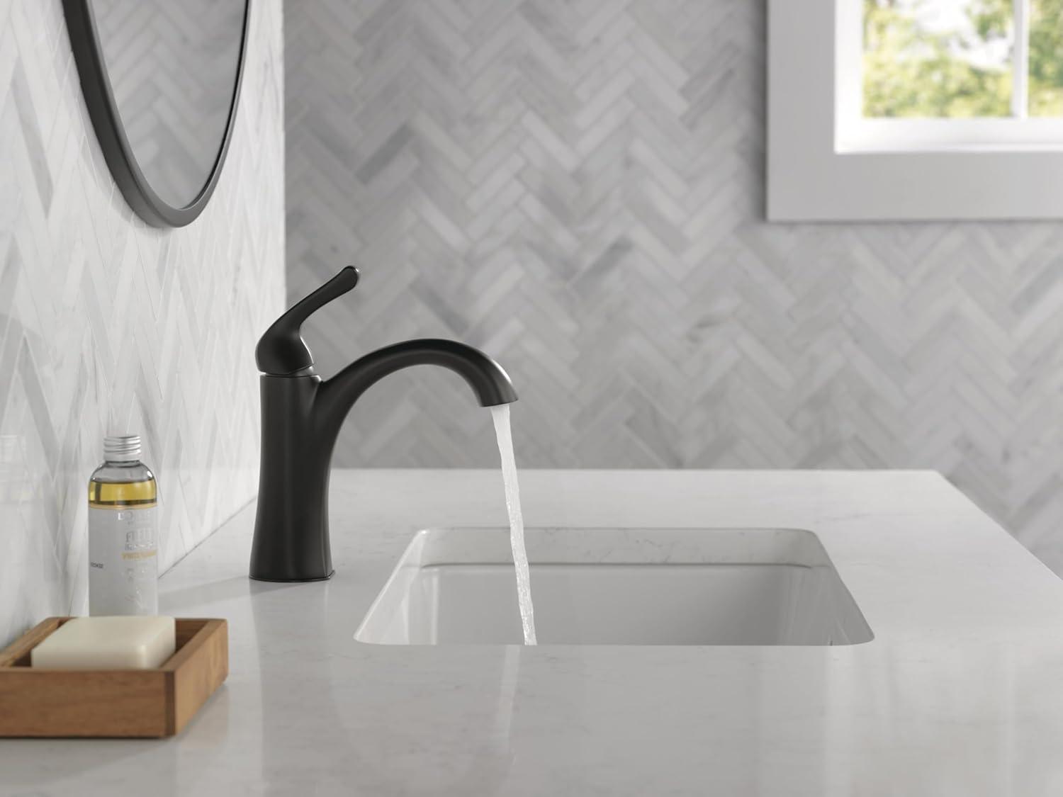 Arvo Single Hole Bathroom Faucet with Drain Assembly, Single Handle Bathroom Sink Faucet