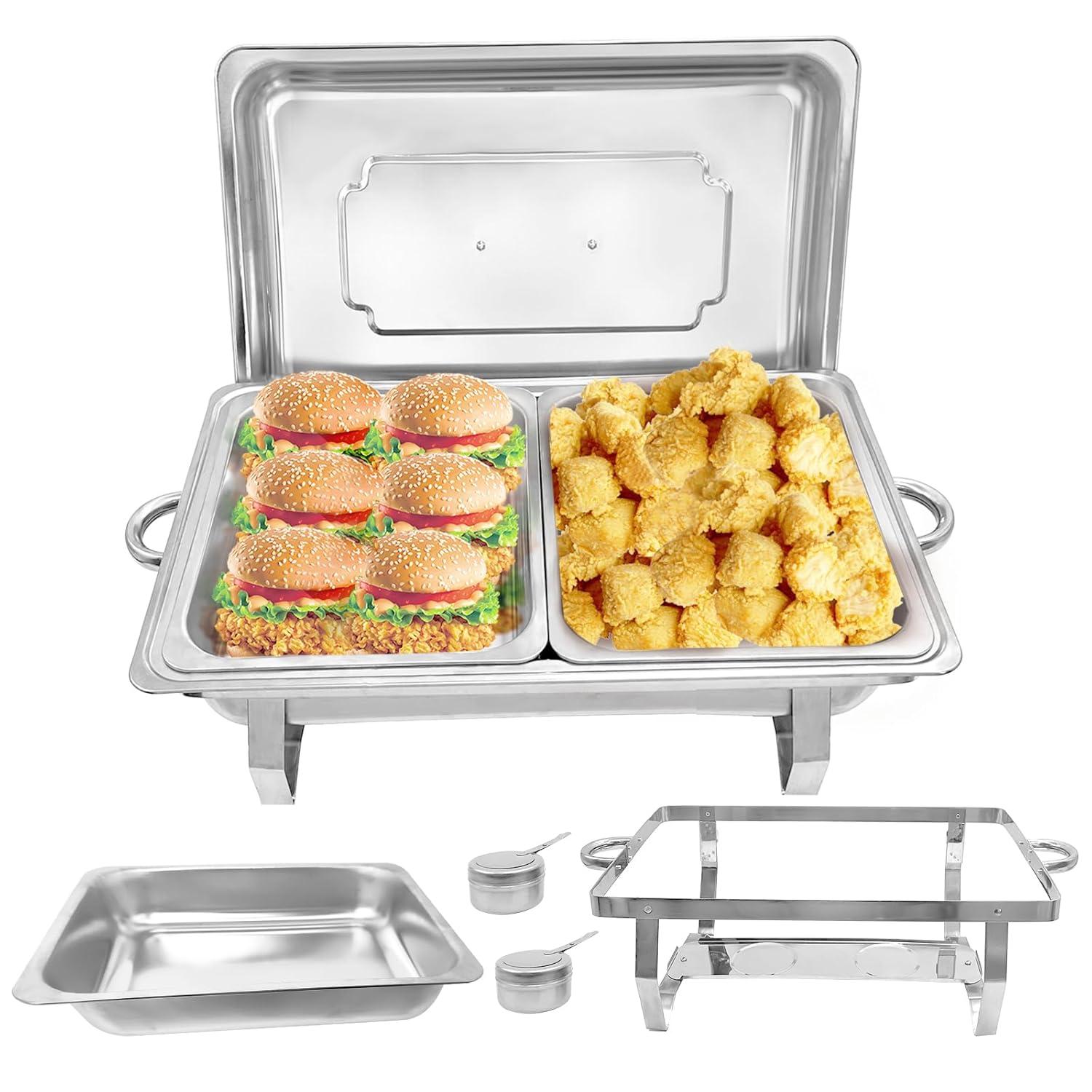 The Party Aisle™ Chafing Dishes For Buffet 4 Pack, 8 Qt Stainless Steel Chafers And Buffet Warmers Sets With Lid, Rectangle Serving Food Warmer Catering Supplies Buffet Display For Parties