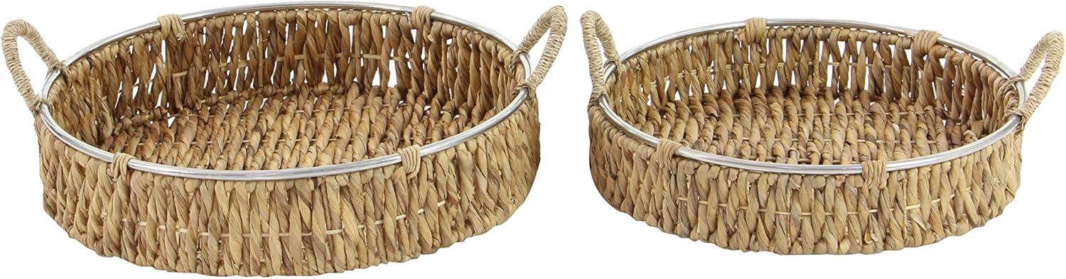 Handmade Coastal Wicker Basket With Handles - Set of 2