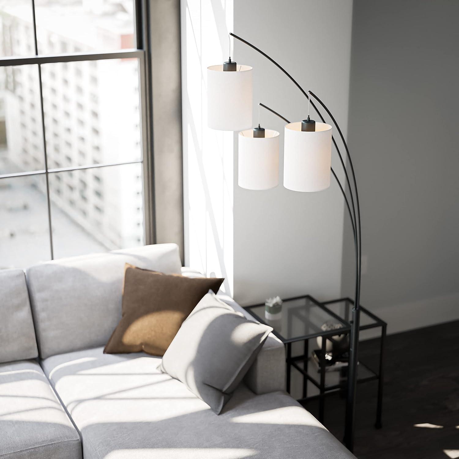 Sleek Modern Black Arc Floor Lamp with Adjustable Chandelier Style