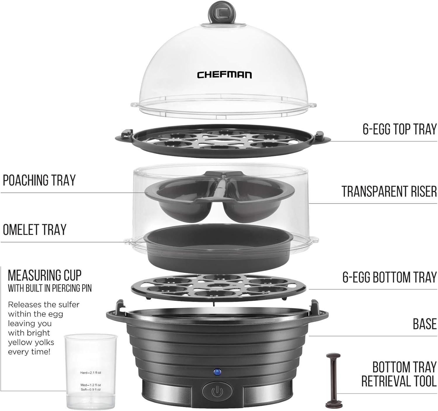 Chefman Gray Double Decker Electric Egg Cooker and Steamer