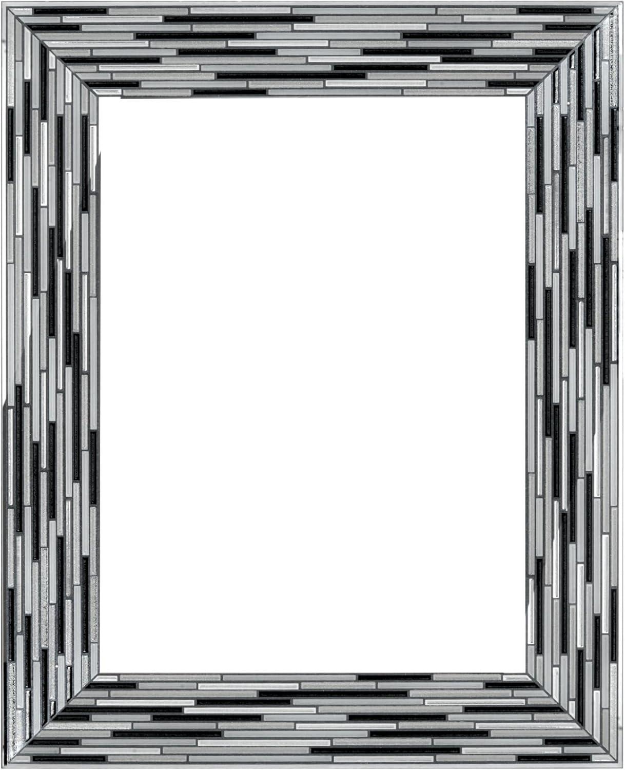 Head West Mosaic Printed Glass Reeded Tiled Black Wall Mirror Decor for Entryway 24x30"