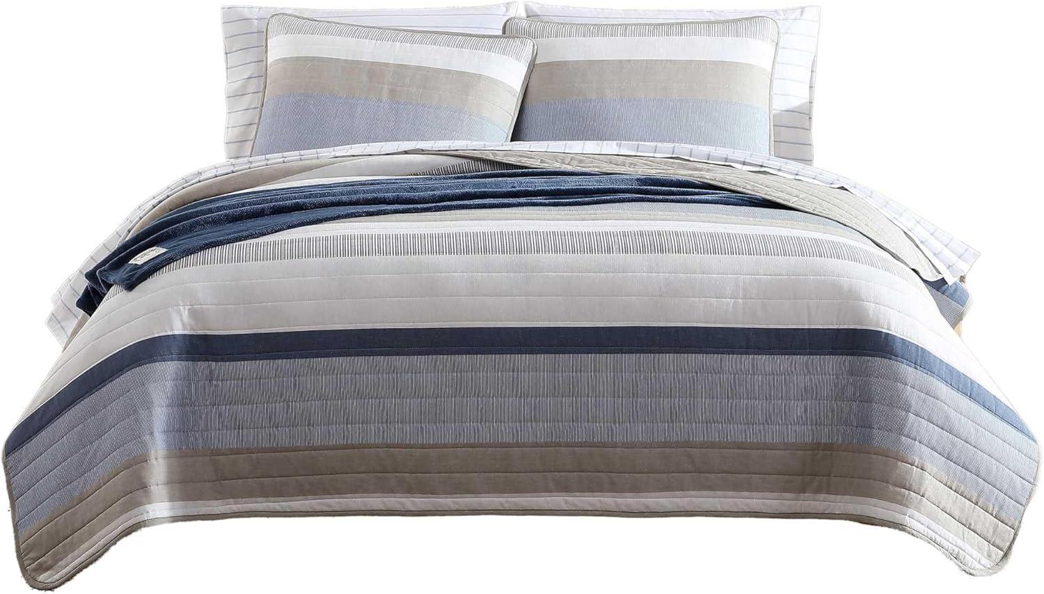 Nautica Galewood Cotton Reversible Beige Quilt Set