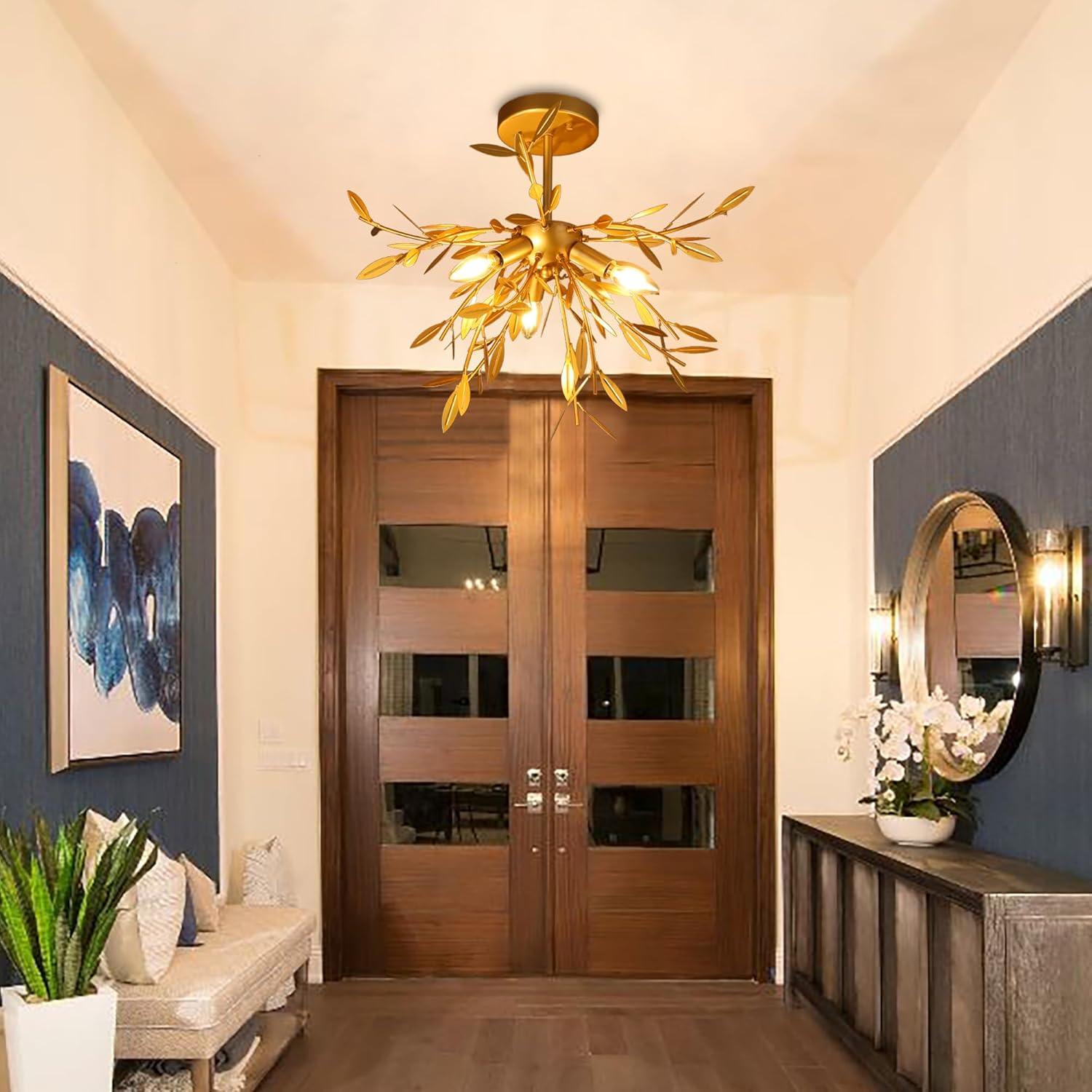 Elegant Lighting Priscilla 18.5 inch flush mount in gold leaf