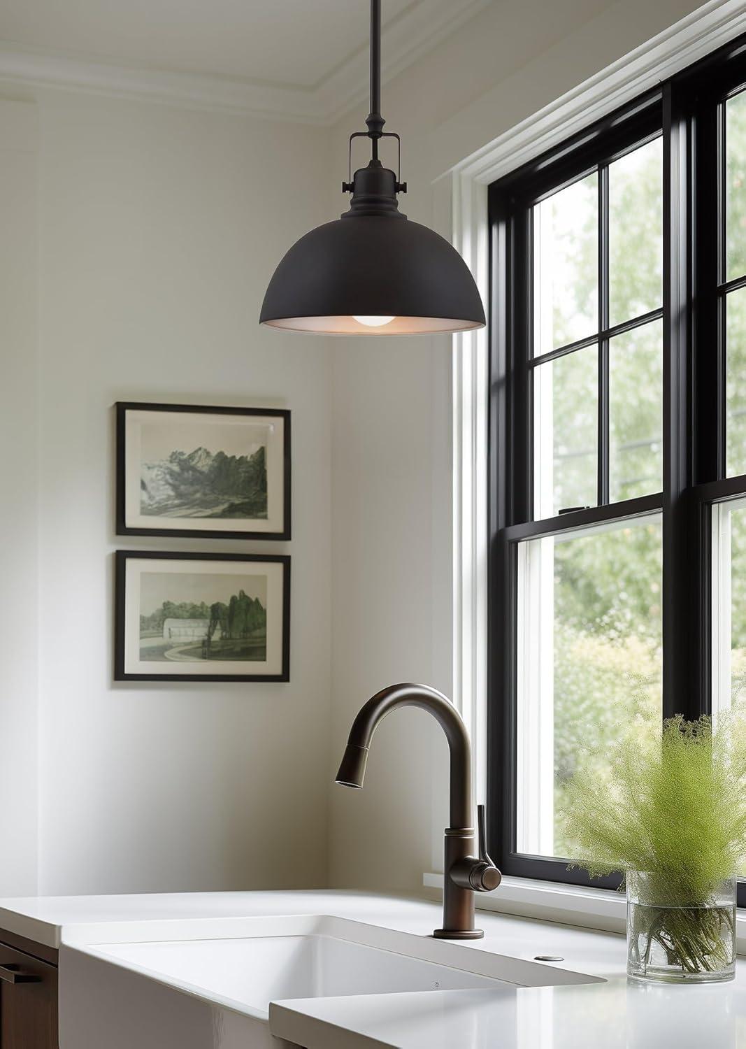 Kira Home Belle 9" Contemporary Industrial Pendant Light, Adjustable Length + Shade Swivel Joint, Oil-Rubbed Bronze